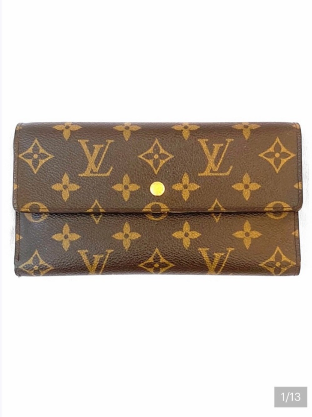 AUTHENTIC LOUIS VUITTON JET SET LEATHER INTERNATIONAL TRI FOLD LONG WALLET Paris